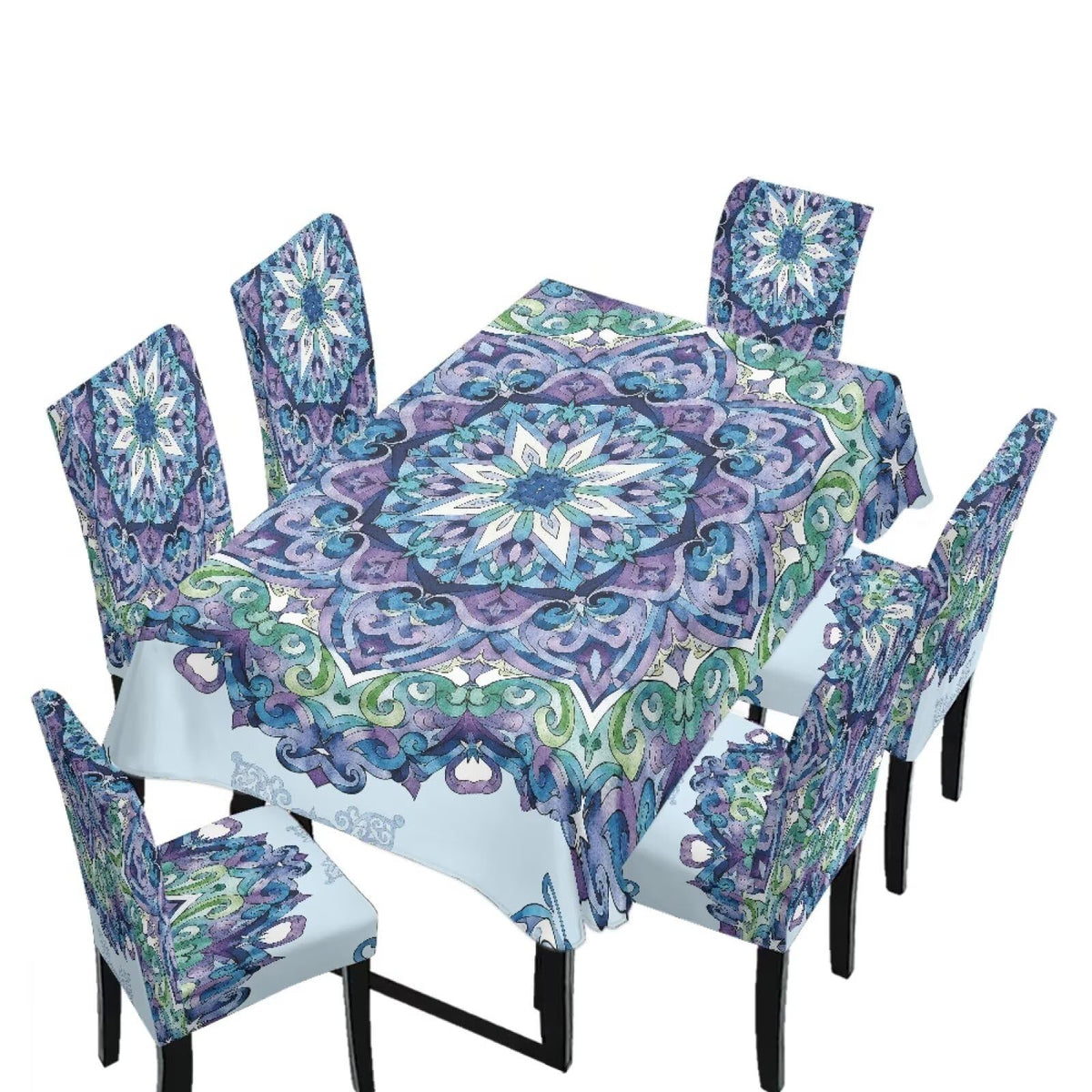 Fall Pumpkin Rectangular Table Cloth & Dining Chair Covers Set of 7, Stain Resistant Wipeable Chair Protectors for Farmhouse Rustic Home Kitchen Party Decor