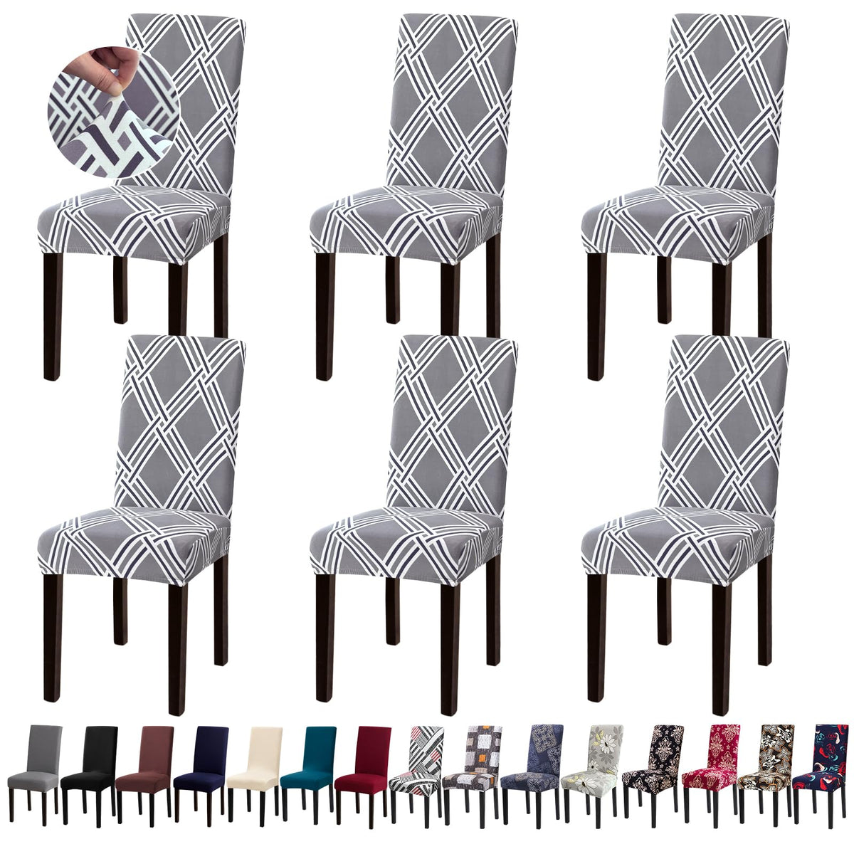Chair Covers, Stretch Dining Room Chair Covers Set of 6, Removable Washable Dining Chair Slipcovers for Home, Hotel, Banquet