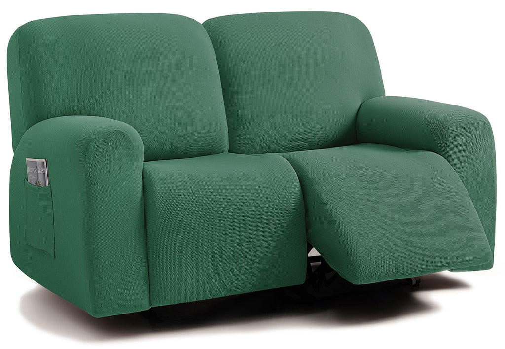 ULTICOR Jacquared Design, Reclining Loveseat Slipcover, 48" - 65" L, 2 Seat 6-Piece Recliner Cover, Washable (Retro Green)