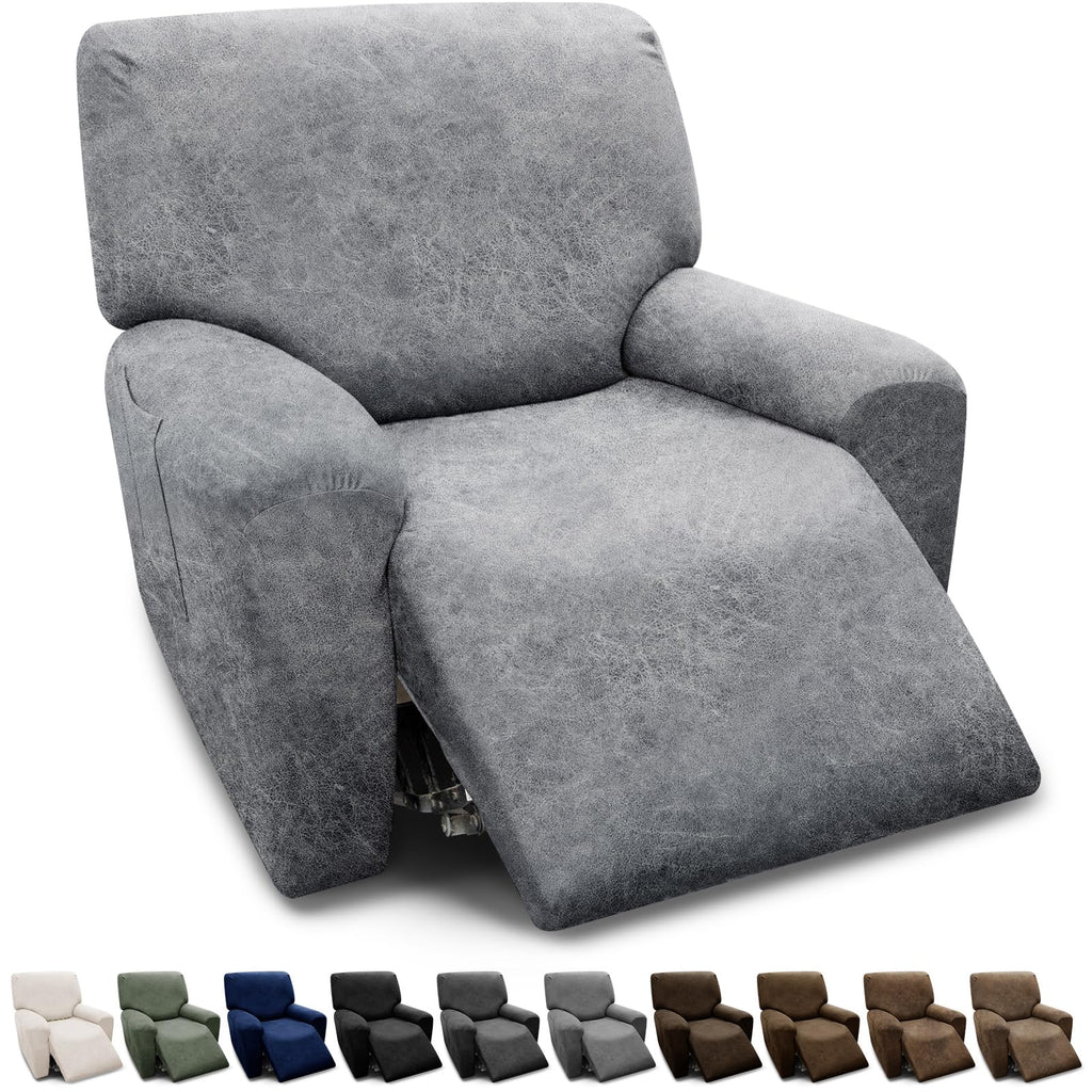 3-Pieces T Cushion Loveseat Slipcovers Leather Look Couch Cover Loveseat Covers for 2 Cushion Couch Furniture Protector Stretch Sofa Cover with 2 Individual T Cushion Seat Covers, Brown