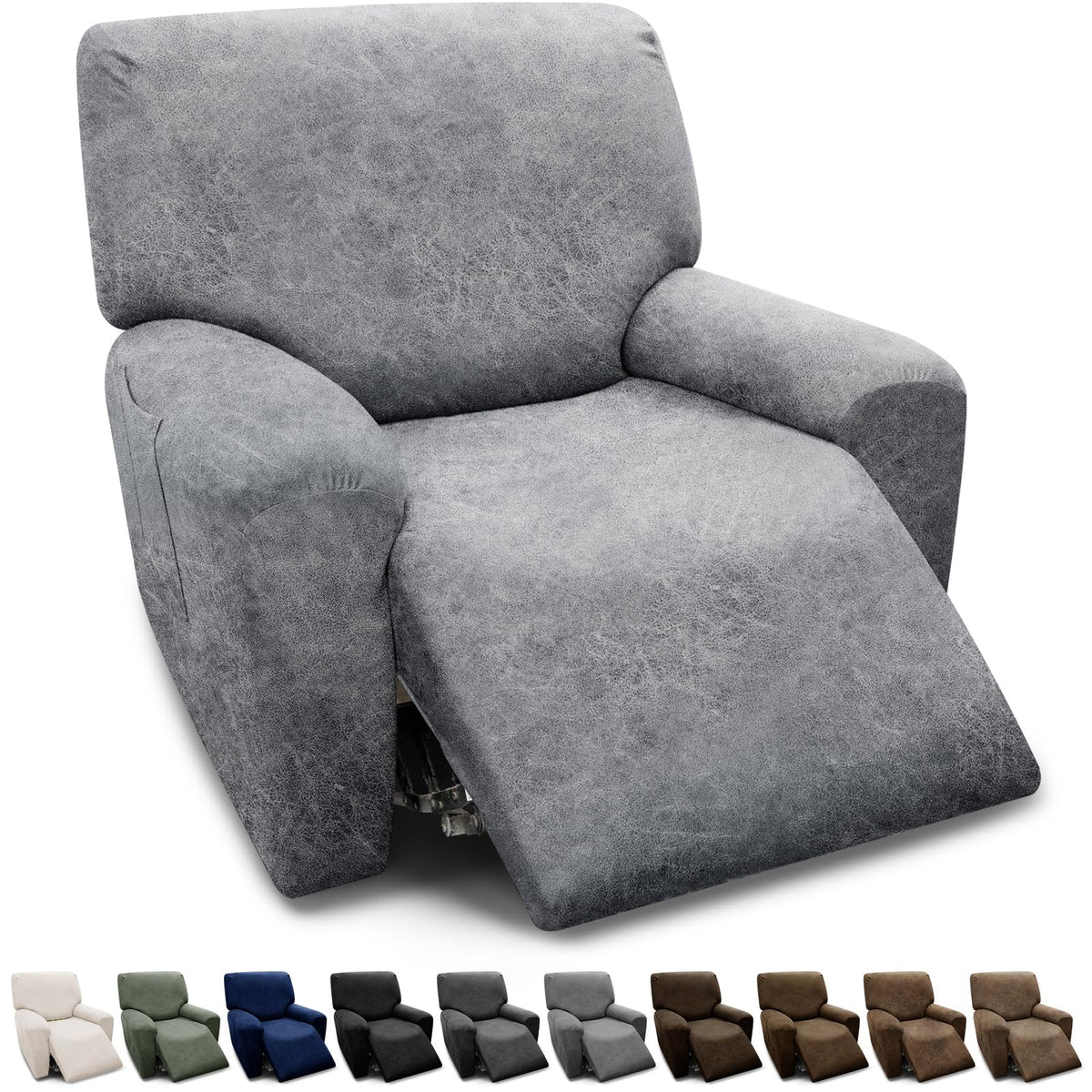 3-Pieces T Cushion Loveseat Slipcovers Leather Look Couch Cover Loveseat Covers for 2 Cushion Couch Furniture Protector Stretch Sofa Cover with 2 Individual T Cushion Seat Covers, Brown