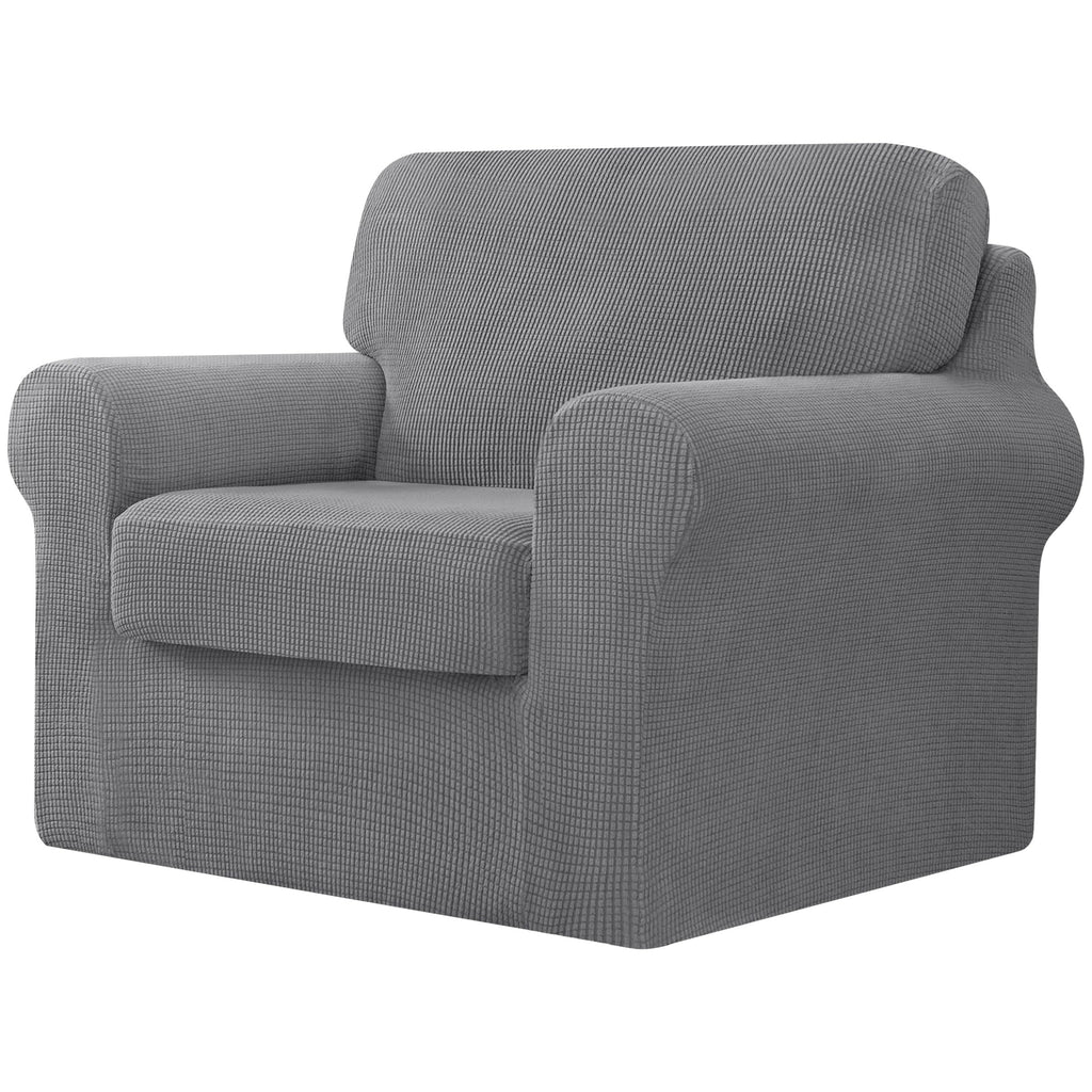 CHUN YI 5 Piece Stretch Couch Covers for Sofa, Loveseat, Grey