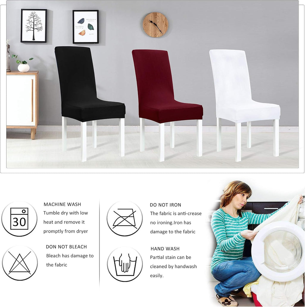 Obstal Black Stretch Spandex Dining Room Chair Covers ?Set of 4 Universal Removable Washable Chair Seat Slipcovers Protector for Kitchen, Ceremony, Wedding, Banquet, Hotel and Party