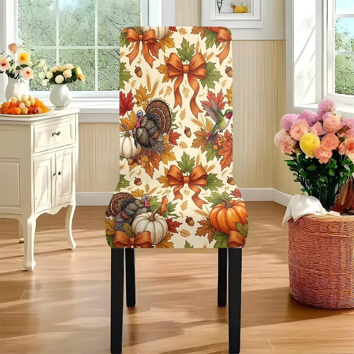 Thanksgiving Rectangle Table Cloth with Dining Chair Cover