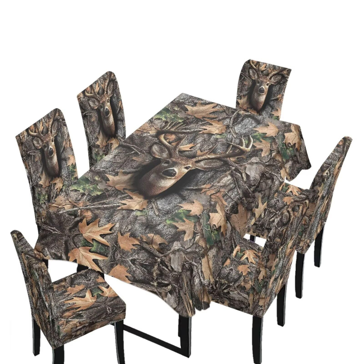 Table Cloth Rectangle Table Set of 7 Include Kitchen Chair Covers and Tablecloths for Dining Room Hotel Banquet, Anti-Scratch Chair Seat Protector Cover, Daisy Hippie Flower Print