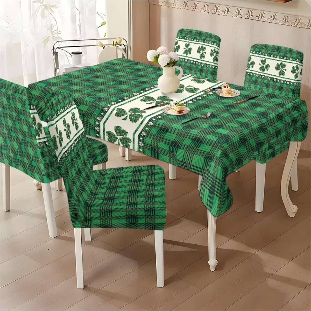 ZDCUSTOM Vintage Table and Chair Covers for Parties Stylish Dining Chairs Cover Washable Cozy Tablecloths Rectangular for Home Party Weeding