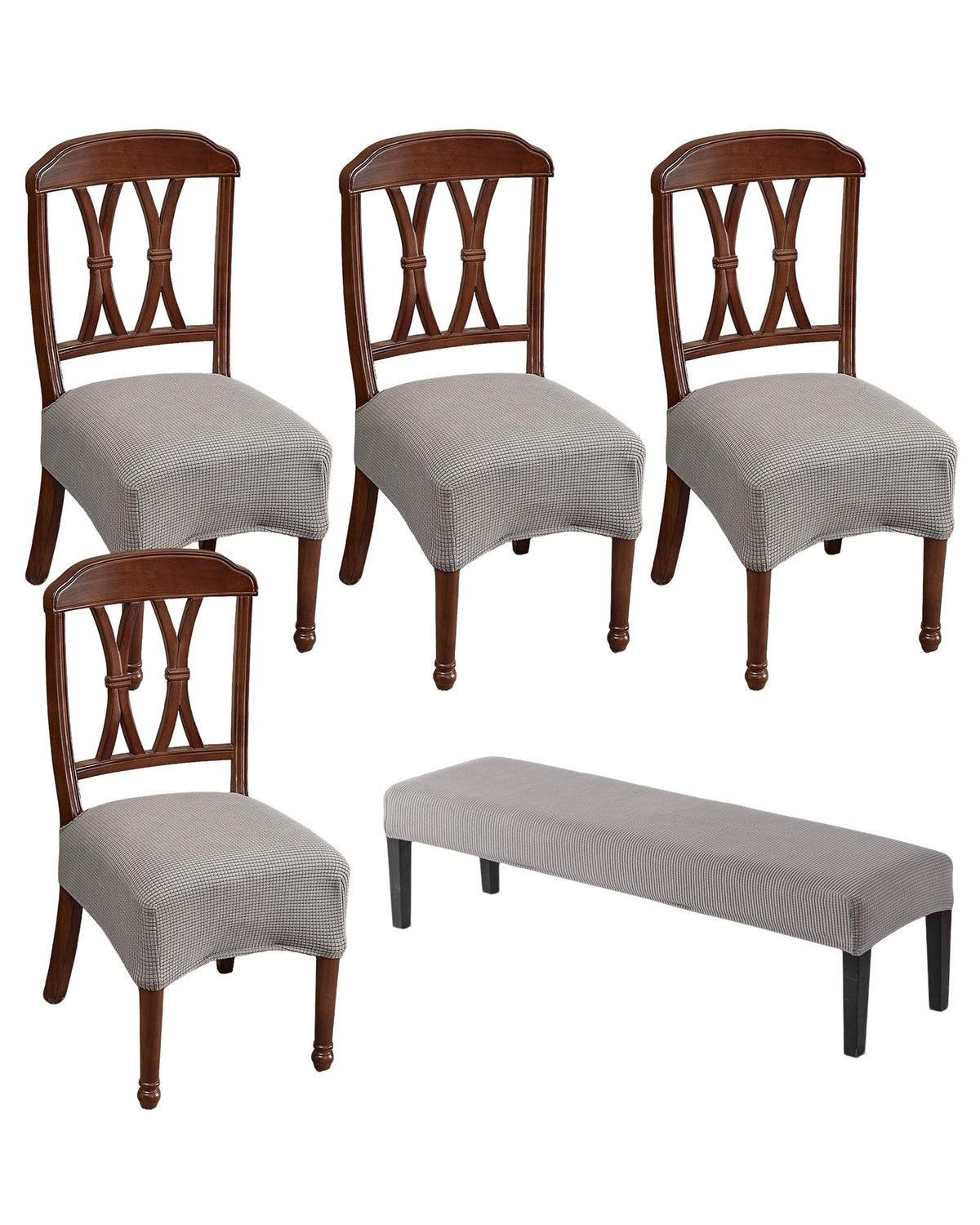 CRFATOP Dining Chair Seat Covers Set of 4 with Stretch Bench Slipcover,04