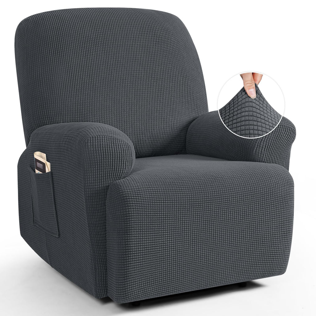 TAOCOCO Stretch Loveseat Recliner Covers 6 Piece, Charcoal Grey