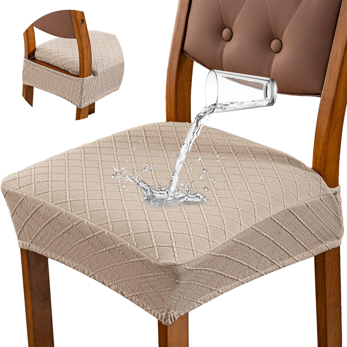 Genina Waterproof Seat Covers for Dining Room Chair Cushion Covers Set of 4