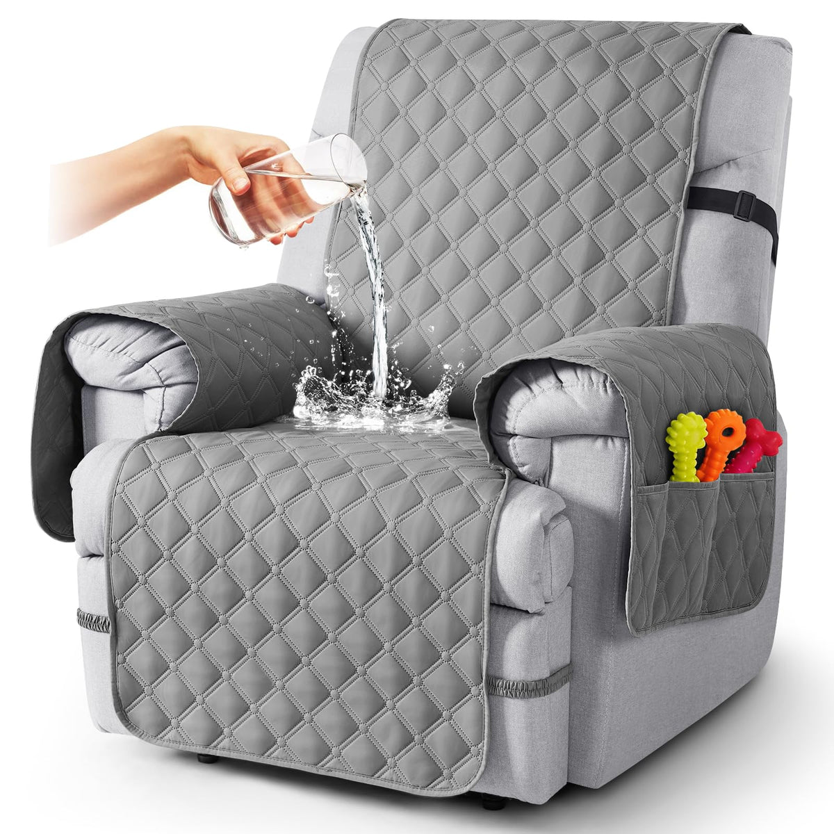 TAOCOCO 100% Waterproof Loveseat Recliner Covers Reversible, Charcoal Gray