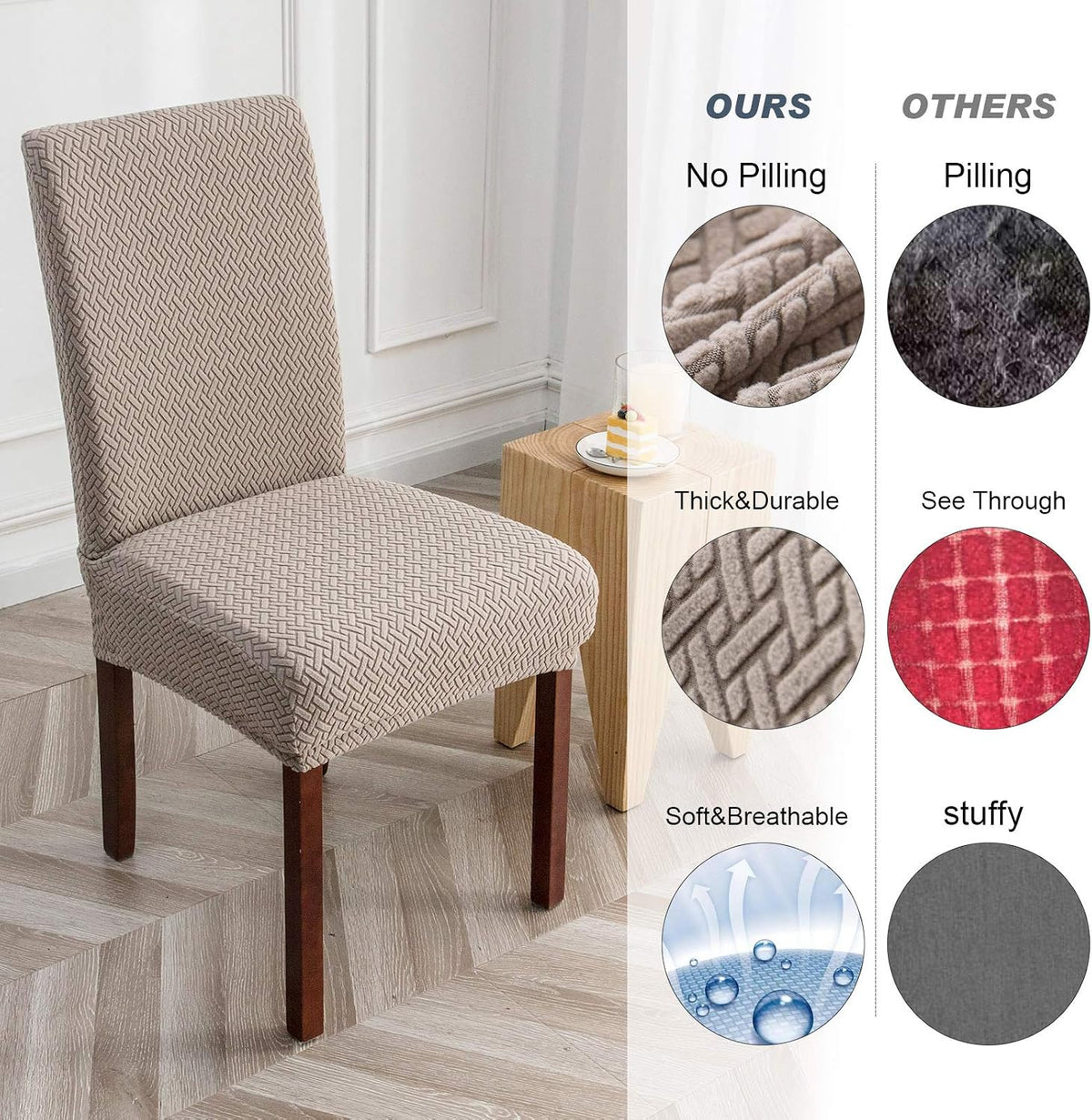 Genina Waterproof Chair Covers for Dining Room Chair Slipcovers Set of 4
