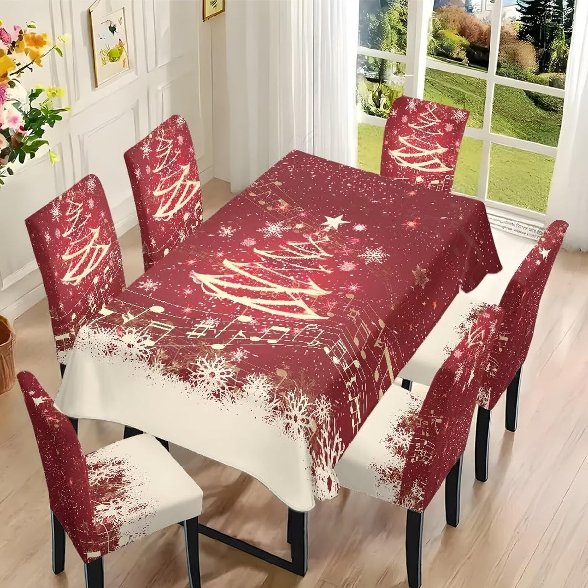 ZDCUSTOM Cozy Dining Chair Covers Tablecloths Rectangular & Table and Chair Covers for Parties Washable Sunflower Dining Room Decor Universal Fit