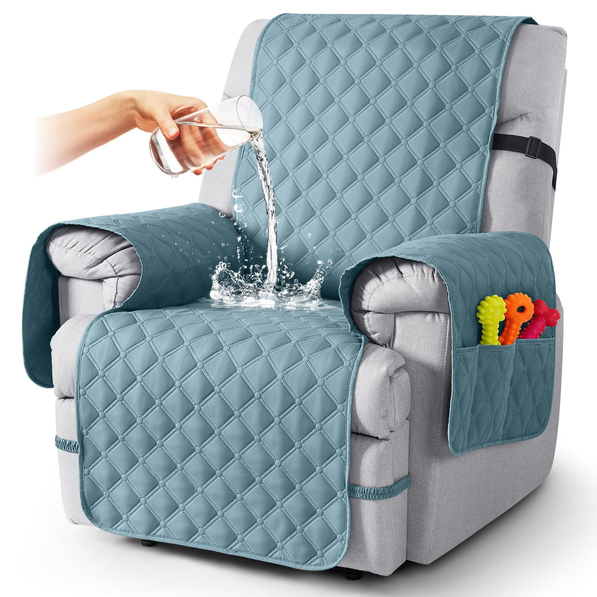 TAOCOCO 100% Waterproof Loveseat Recliner Covers Reversible, Charcoal Gray