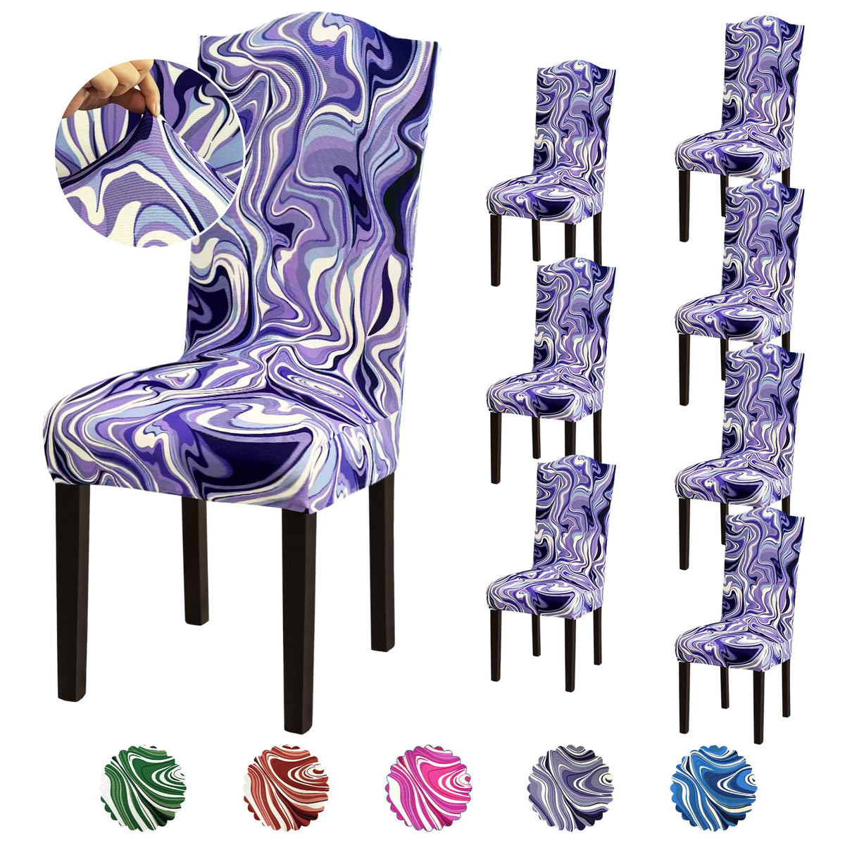 Stretch Dining Room Chair Covers Set of 6, Removable Washable Chair Covers for Dining Chairs,Dining Room, Hotel, Ceremony