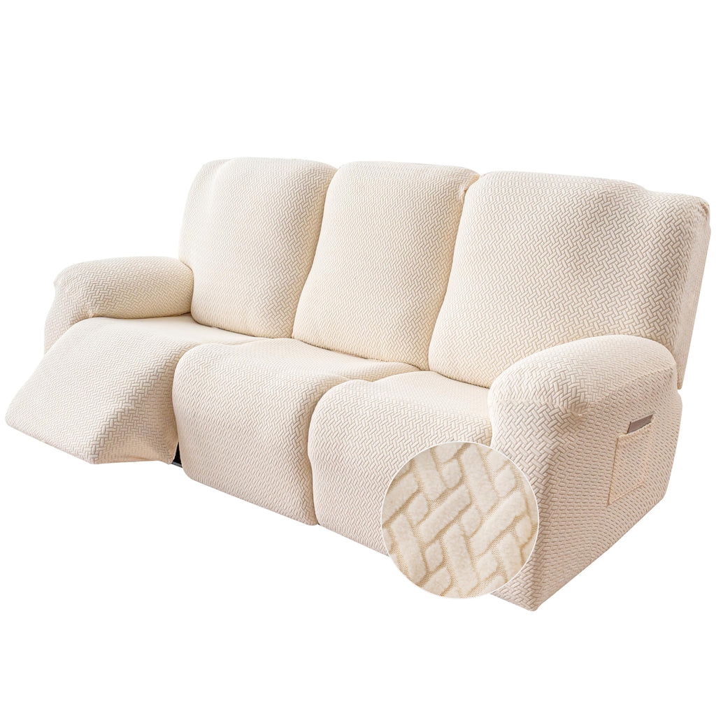 Genina Recliner Loveseat Covers with Console,2 Seater,Taupe