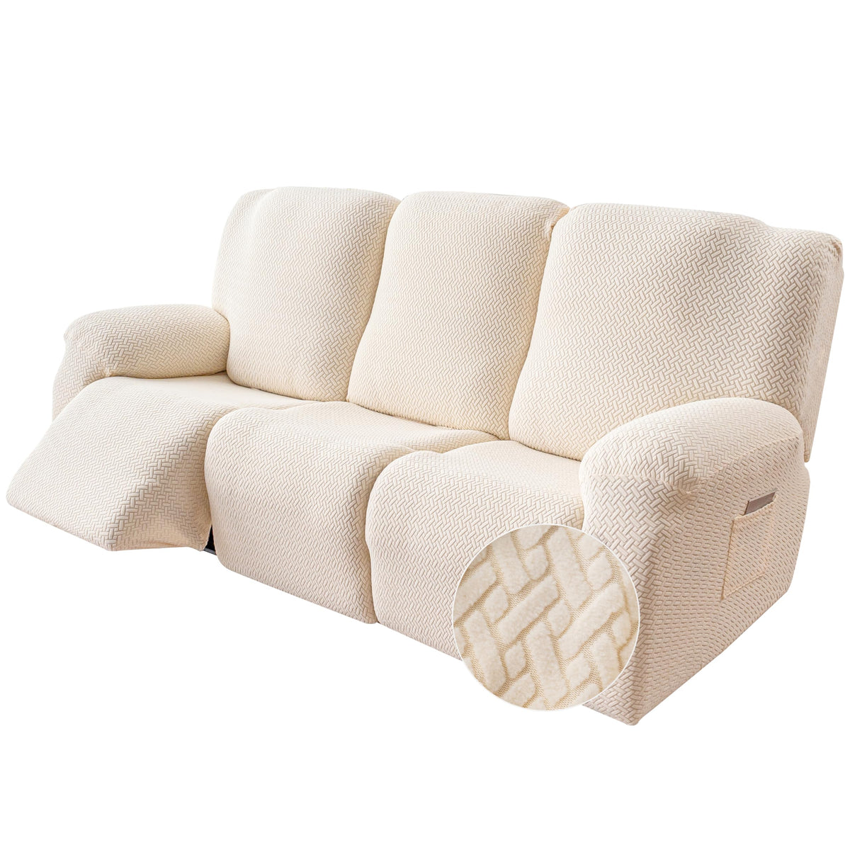 Genina Recliner Loveseat Covers with Console,2 Seater,Beige