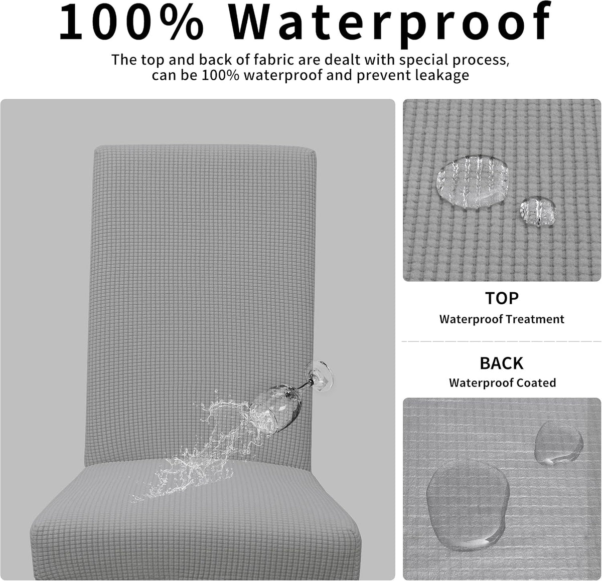 Easy-Going 100% Waterproof Dining Room Chair Covers Set of 6, Large