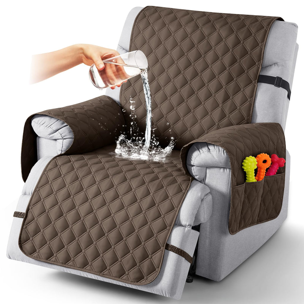 TAOCOCO 100% Waterproof Loveseat Recliner Covers Reversible, Charcoal Gray