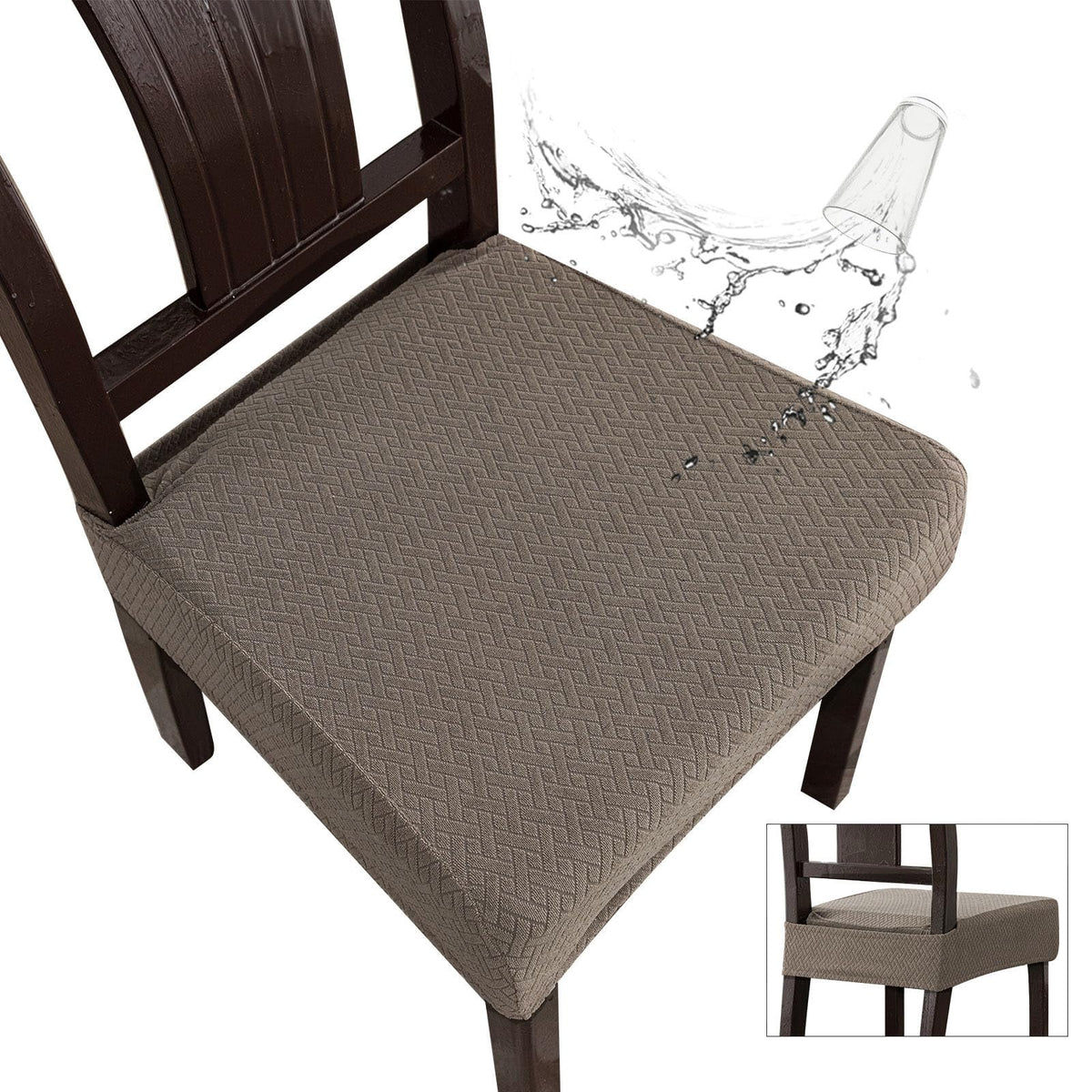 Genina Waterproof Seat Covers for Dining Room Chairs, Rear Covered