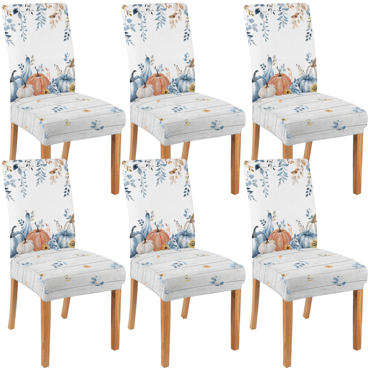 Halloween Chair Covers Set of 4, Fall Pumpkin Black/White Buffalo Plaid Chairs Slipcover for Dining Room, Removable Washable Breathable Cover in the Kitchen Restaurant Holiday Decor