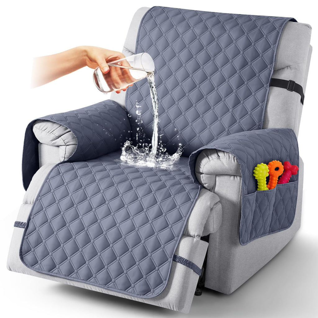 TAOCOCO 100% Waterproof Loveseat Recliner Covers Reversible, Charcoal Gray