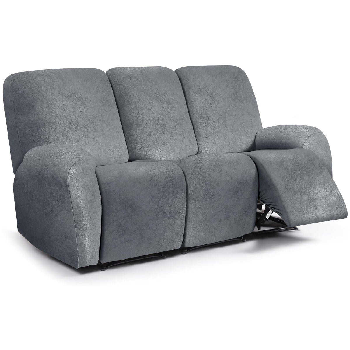 ANARACHON Leather Look Loveseat Recliner Cover, 6-Pieces Stretch Dual Recliner Sofa Covers, Soft Reclining Couch Slipcover, Washable Furniture Protector for Pets (2 Seater,256 Black)