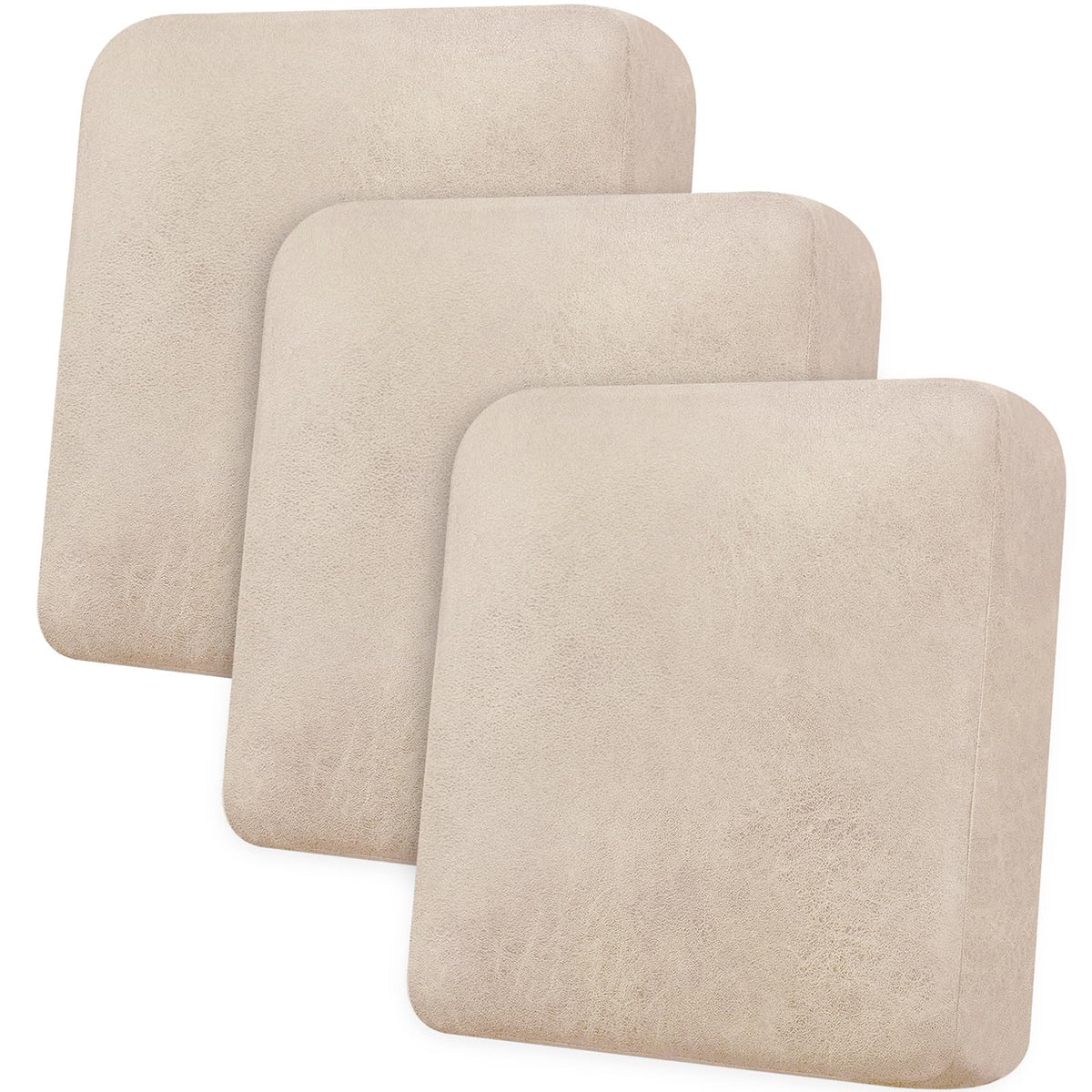 Loveseat Cushion Covers Leather-Look 2PC Stretch Love Seat Slipcover Sets for Living Room Individual Couch Seat Protector, Pet-Friendly, Non-Slip, Easy Fit - Coffee