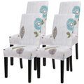 SearchI Chair Covers Slipcovers Set of 4, Spandex Super Fit Stretch Removable Washable Kitchen Parsons Protector for Dining Room,Hotel,Ceremony,Beige+Flowers