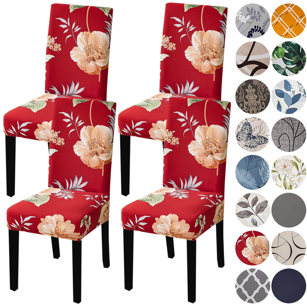 HZDHCLH Dining Chair Covers Set of 4 Stretch Chair Slipcovers Washable