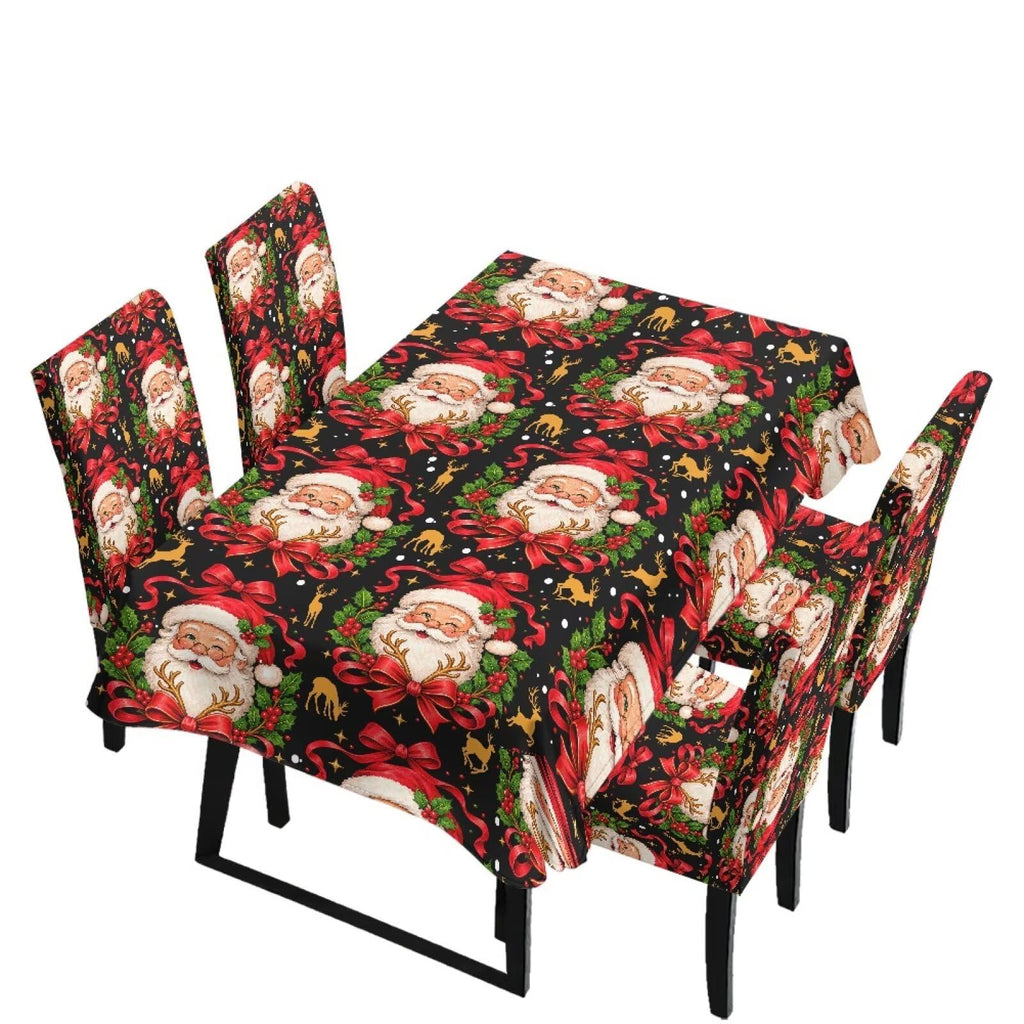 Poinsettia Dining Table & Chair Cover Set for Christmas, Stretch
