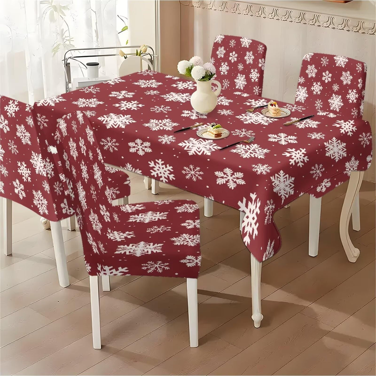 ZDCUSTOM St Patricks Day Table Cloth and Chair Cover Set of 4 Green Tablecloths Rectangular Festive Chair Covers for Dining Chairs St. Patrick’s Day Decoration