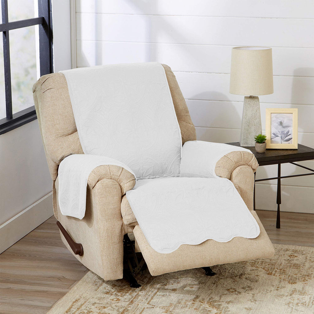 Great Bay Home Reversible Patchwork Sofa Cover - Washable Slipcover Furniture Protector with Elastic Straps - Perfect for Kids & Pets - Box-Stitched Detail (Taupe)