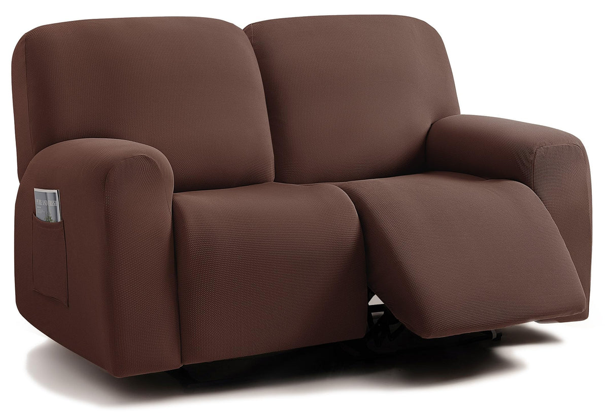 ULTICOR Jacquared Design, Reclining Loveseat Slipcover, 48" - 65" L, 2 Seat 6-Piece Recliner Cover, Washable (Retro Green)