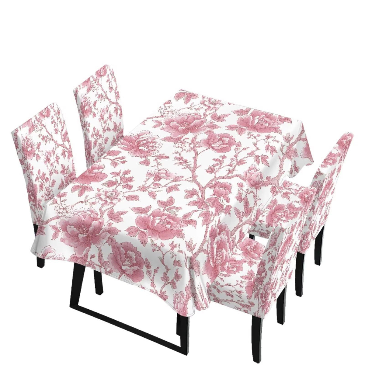 5 Pcs Table Cover Chair Covers Set Coloful Floral Dustproof Kitchen Seat Covers Set of 4 with Table Cover for Home Decor Soft Furniture Protector for Wedding Party Banquet