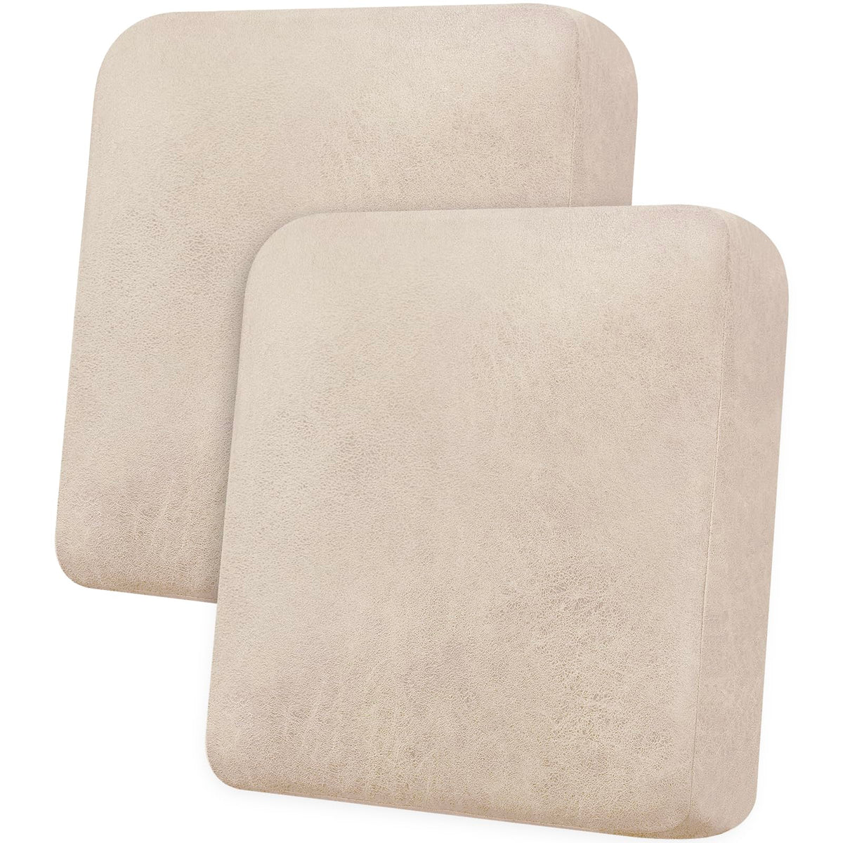 Loveseat Cushion Covers Leather-Look 2PC Stretch Love Seat Slipcover Sets for Living Room Individual Couch Seat Protector, Pet-Friendly, Non-Slip, Easy Fit - Coffee