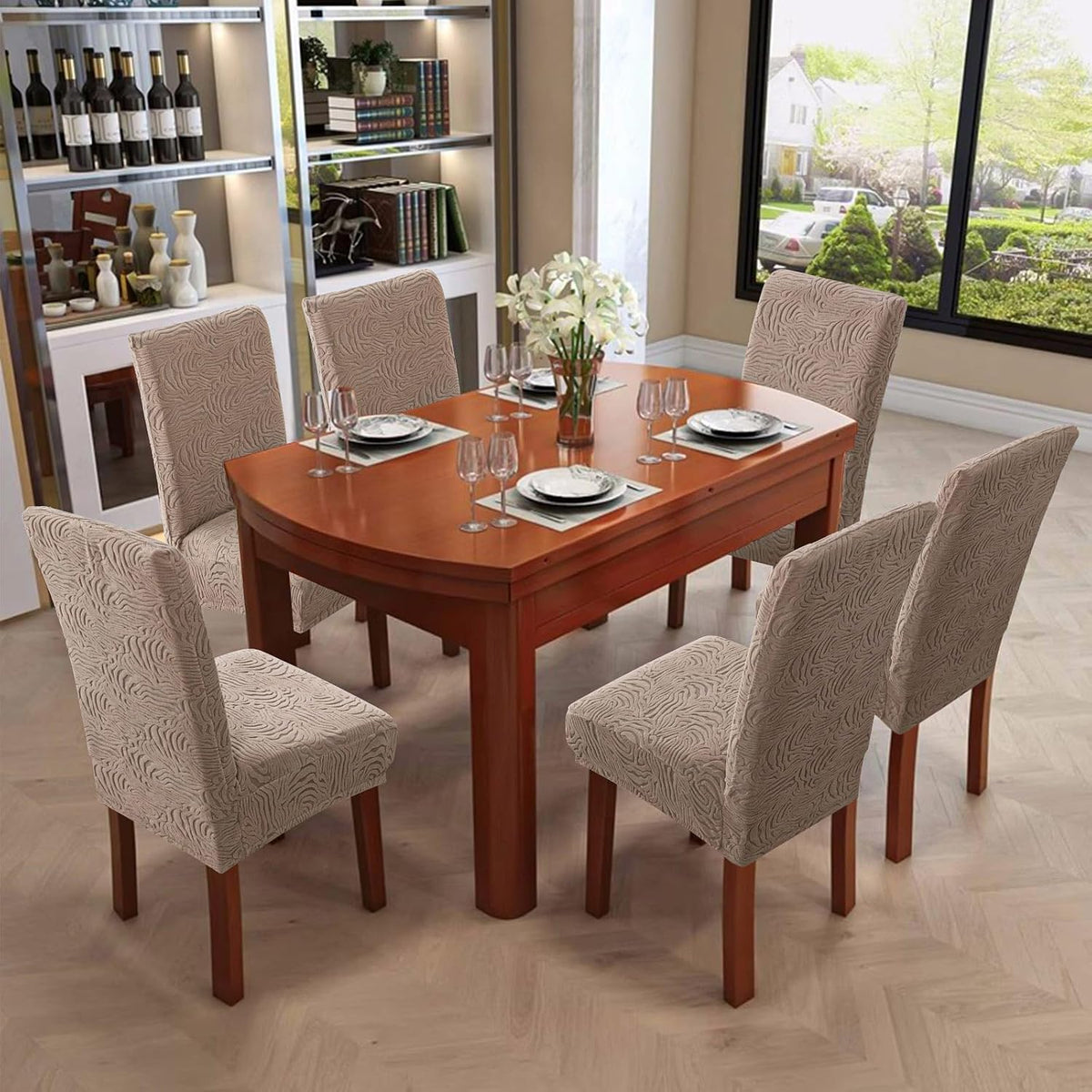 Dining Chair Covers Set of 6, Stretch Parsons Chair Slipcovers