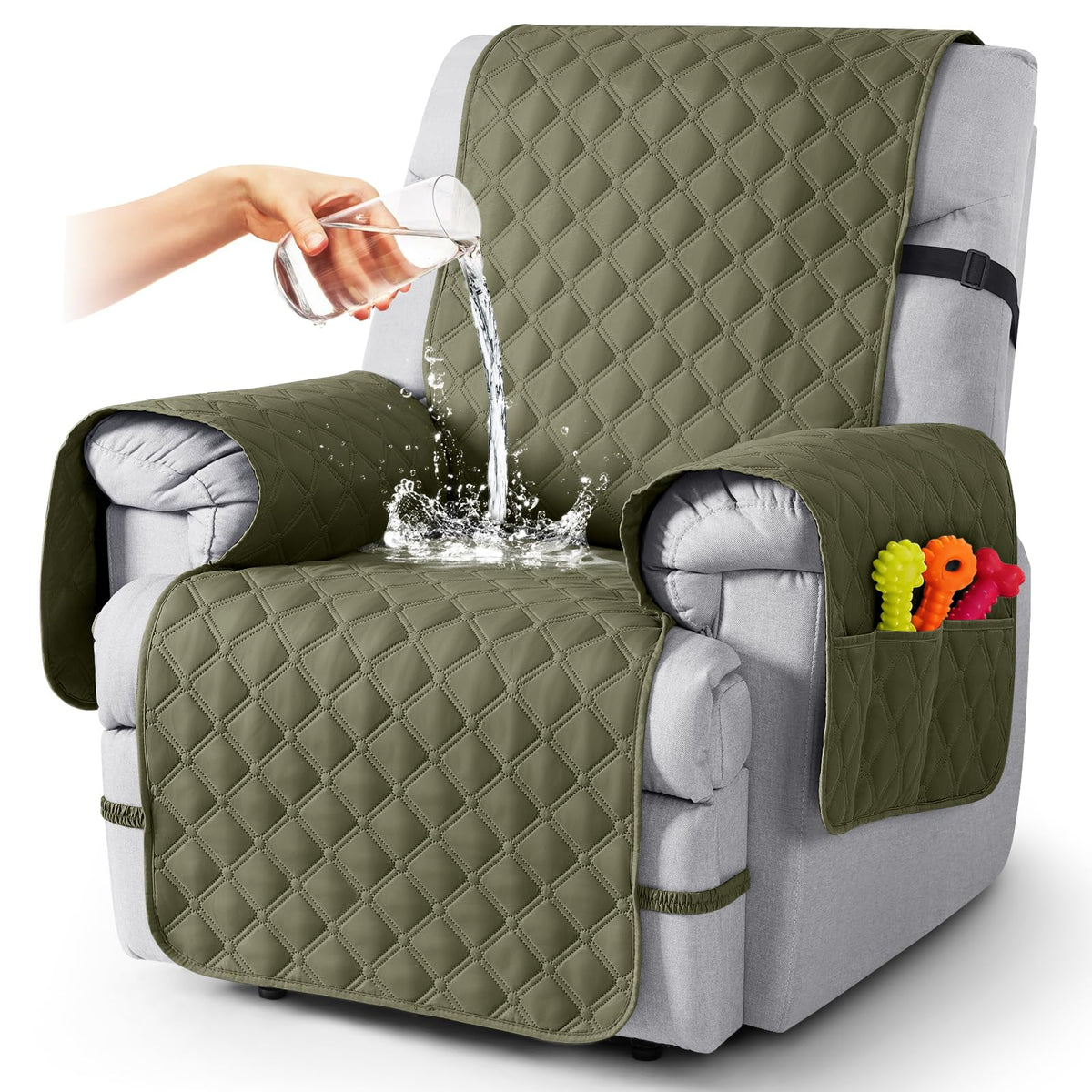TAOCOCO 100% Waterproof Loveseat Recliner Covers Reversible, Charcoal Gray