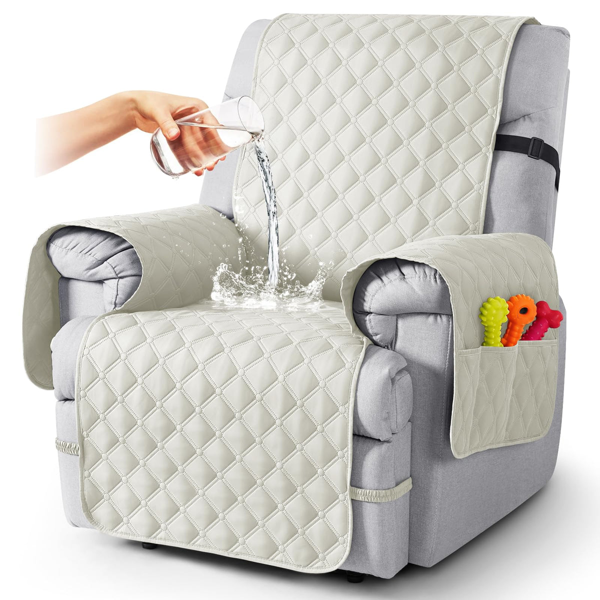 TAOCOCO 100% Waterproof Loveseat Recliner Covers Reversible, Charcoal Gray