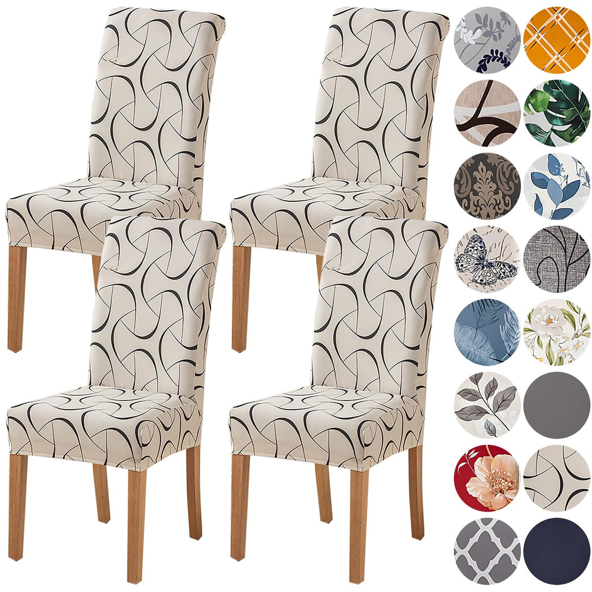HZDHCLH Dining Chair Covers Set of 4 Stretch Chair Slipcovers Washable