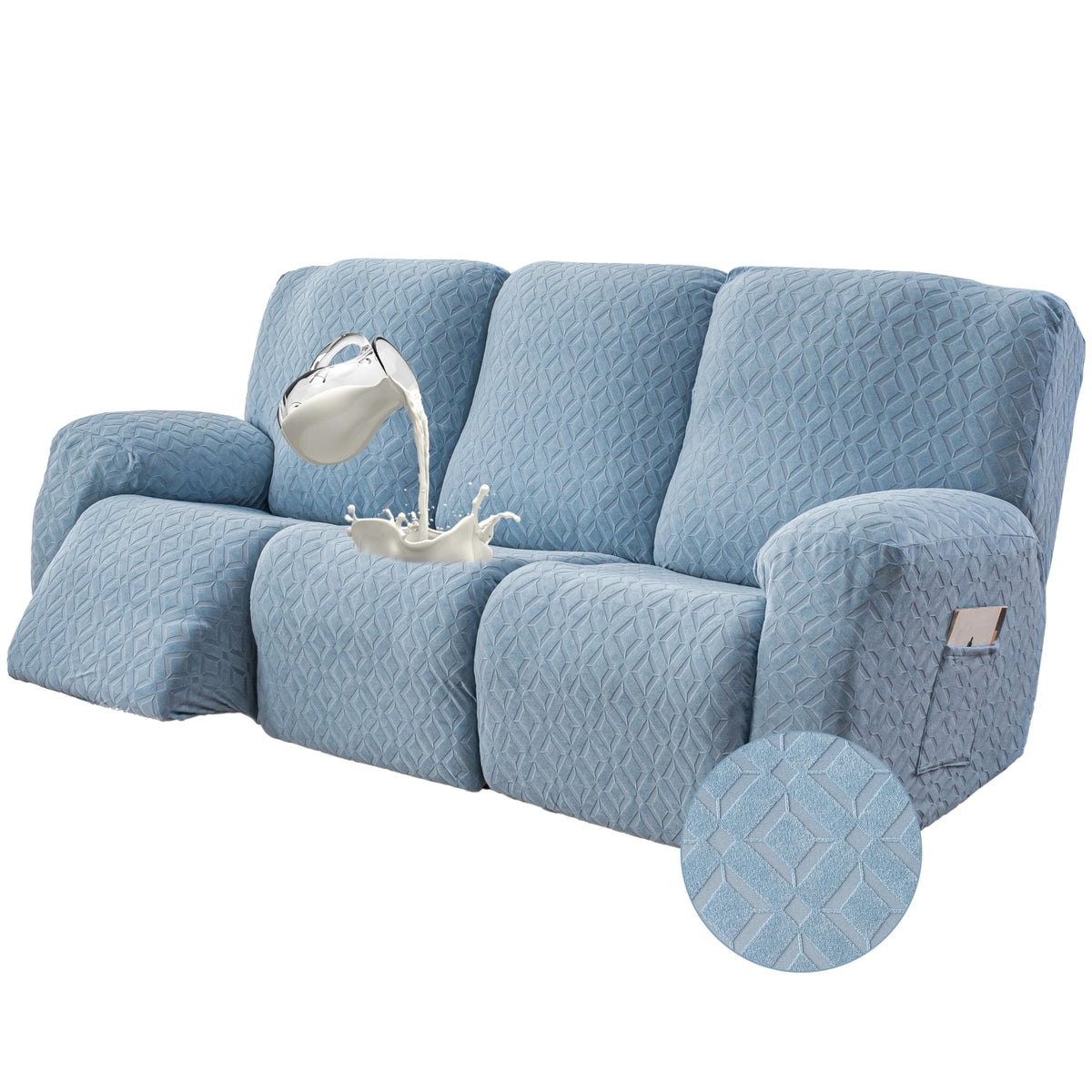 Genina Waterproof Recliner Loveseat Cover,2 Seat with Console,Dark Gray