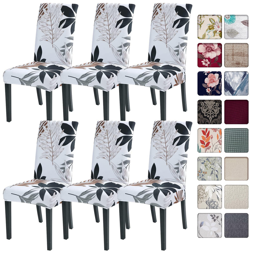 SearchI Chair Covers Slipcovers Set of 4, Spandex Super Fit Stretch Removable Washable Kitchen Parsons Protector for Dining Room,Hotel,Ceremony,Beige+Flowers
