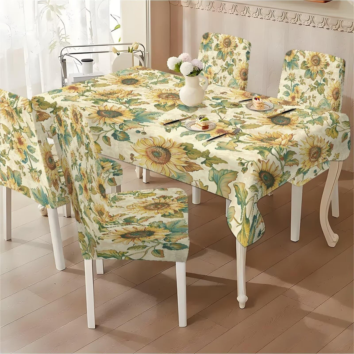 ZDCUSTOM St Patricks Day Table Cloth and Chair Cover Set of 4 Green Tablecloths Rectangular Festive Chair Covers for Dining Chairs St. Patrick’s Day Decoration