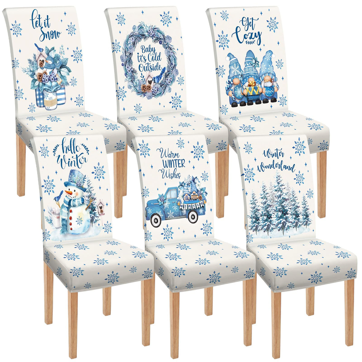 Moukeren 6 Pcs Halloween Chair Covers Scary Dining Chair Slipcovers