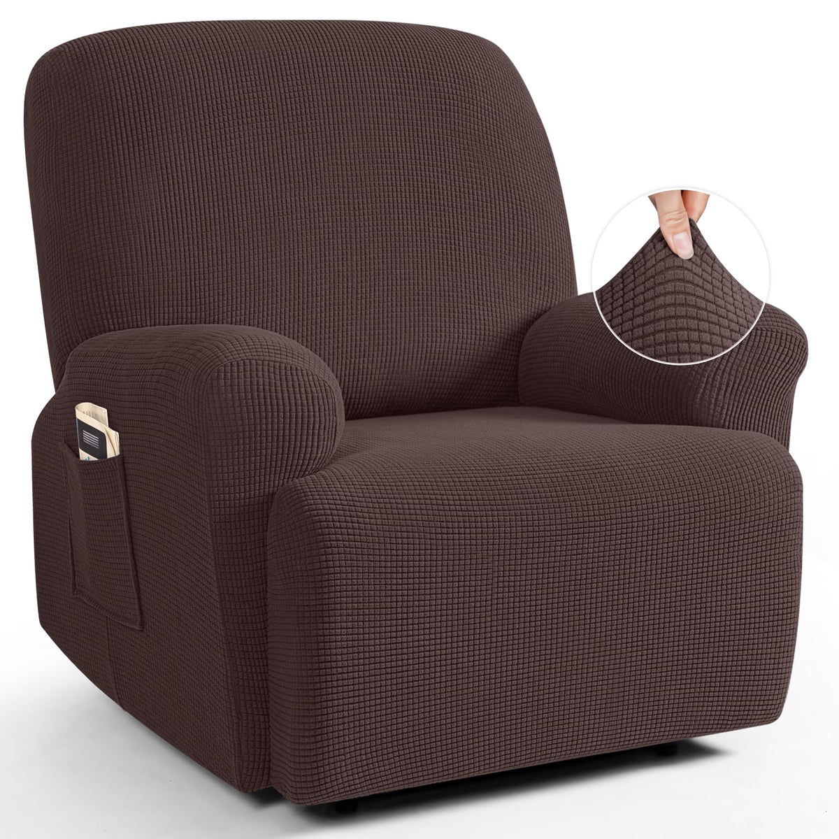 TAOCOCO Stretch Loveseat Recliner Covers 6 Piece, Charcoal Grey