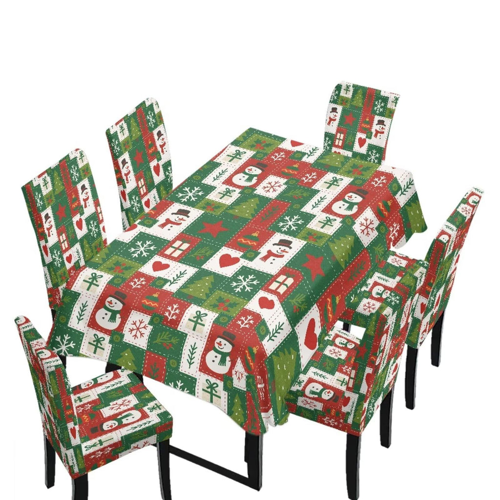 Dining Chair Covers and Dining Table Cloth Christmas Decor
