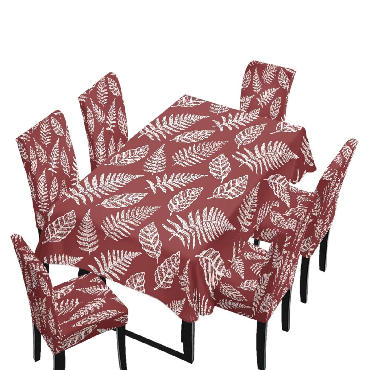 Table Cloth Rectangle Table Set of 7 Include Dining Chair Covers and Tablecloths for Dining Room Kitchen Banquet, Anti-Scratch Chair Seat Cover, Fluid Marble Print Green Gold Brown