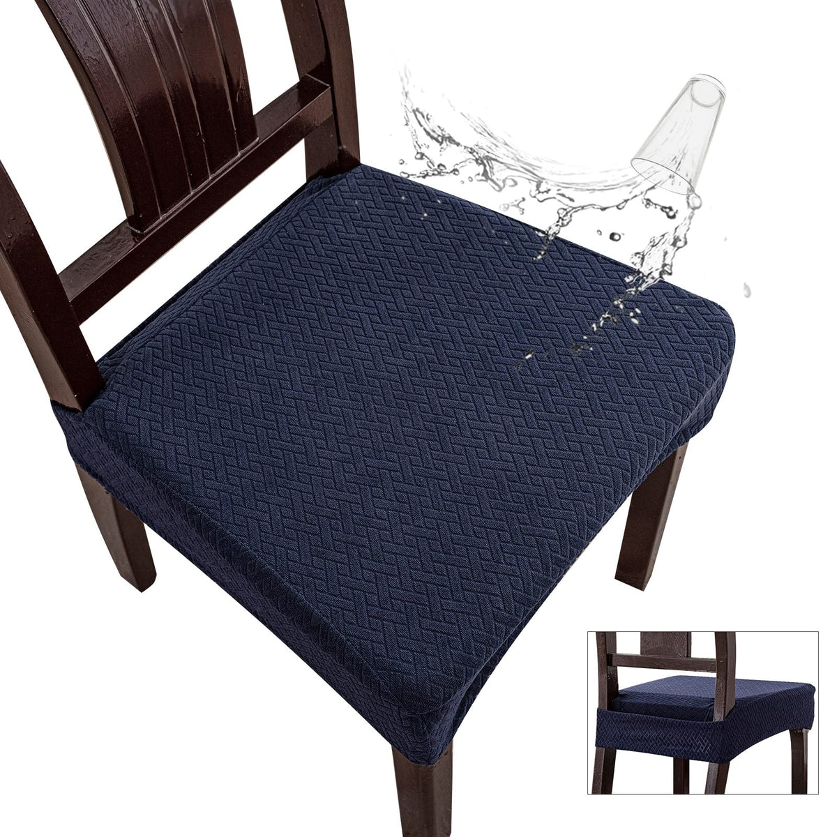 Genina Waterproof Seat Covers for Dining Room Chairs, Rear Covered