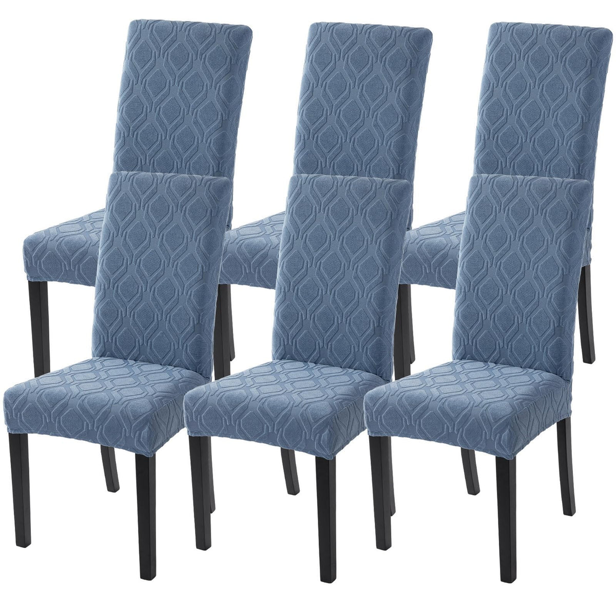 SearchI Dining Room Chair Covers Set of 6, Stretch Jacquard Parsons Chair Slipcovers Super Fit Removable Washable Kitchen Chair Protector Cover for Dining Room, Hotel, Ceremony (Beige Rhombus)