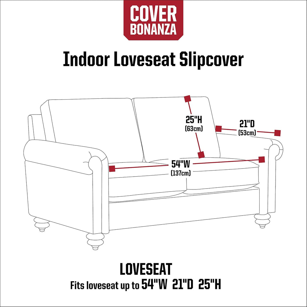 Classic Accessories Cover Bonanza Indoor Loveseat Slipcover, 54 x 21 x 25 inch, Black/Charcoal