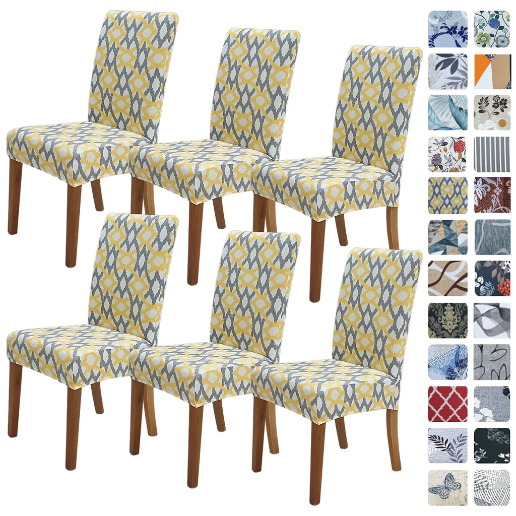 SPRINGRICO Chair Covers for Dining Room Set of 4, Stretch Dining Chair Cover, Washable Spandex Kitchen Parsons Chair Slipcovers, Removable Seat Protector for Home or Party (4 Pack, Lotus Gray)